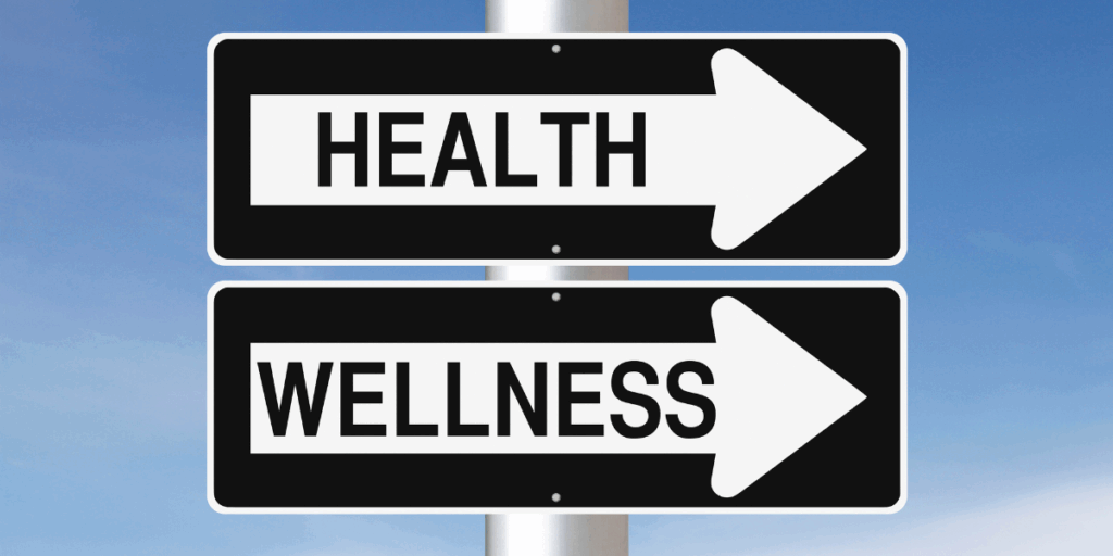 Opposite signs indicating 'health' and 'wellness'.