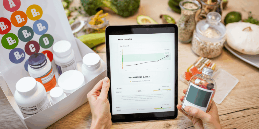 Image showing a person using a health app on a smartphone to track their diet and nutritional intake.